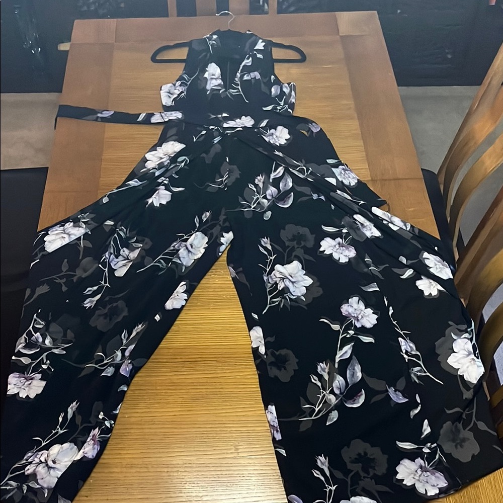 Black Floral Wide-Leg Jumpsuit